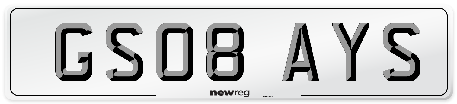 GS08 AYS Number Plate from New Reg